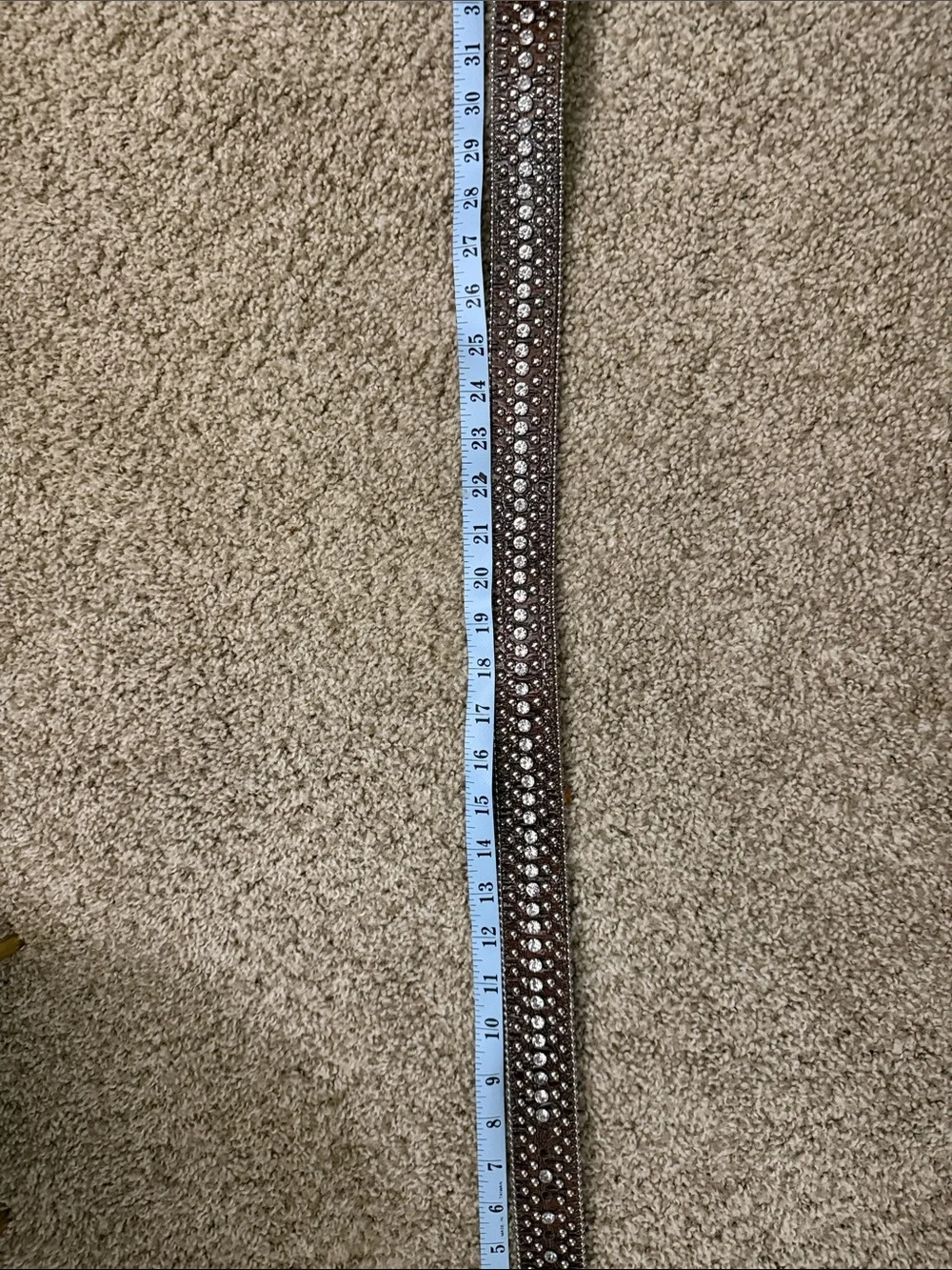 Guess Woman’s Brown Leather Belt with Crystal Accents